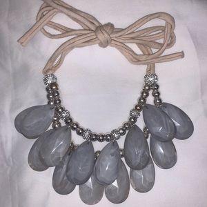 Silver Layered Stone Necklace